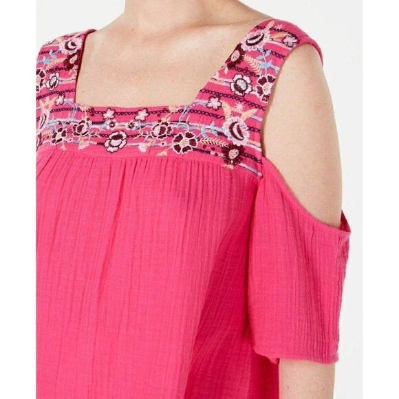 Style & Co Blouse Top Medium Pink Cold-Shoulder - Picture 7 of 7